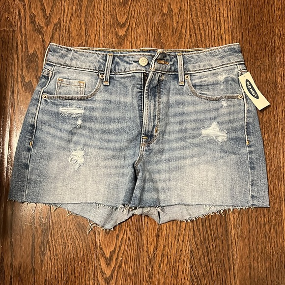 High Rise Distressed Blue Jean Shorts - Picture 2 of 5